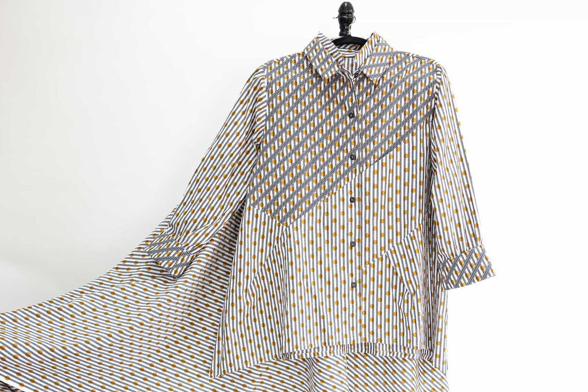 Stripes + Dots = Seasonal Spin On A Classic Shirt - Marcy Tilton Fabrics