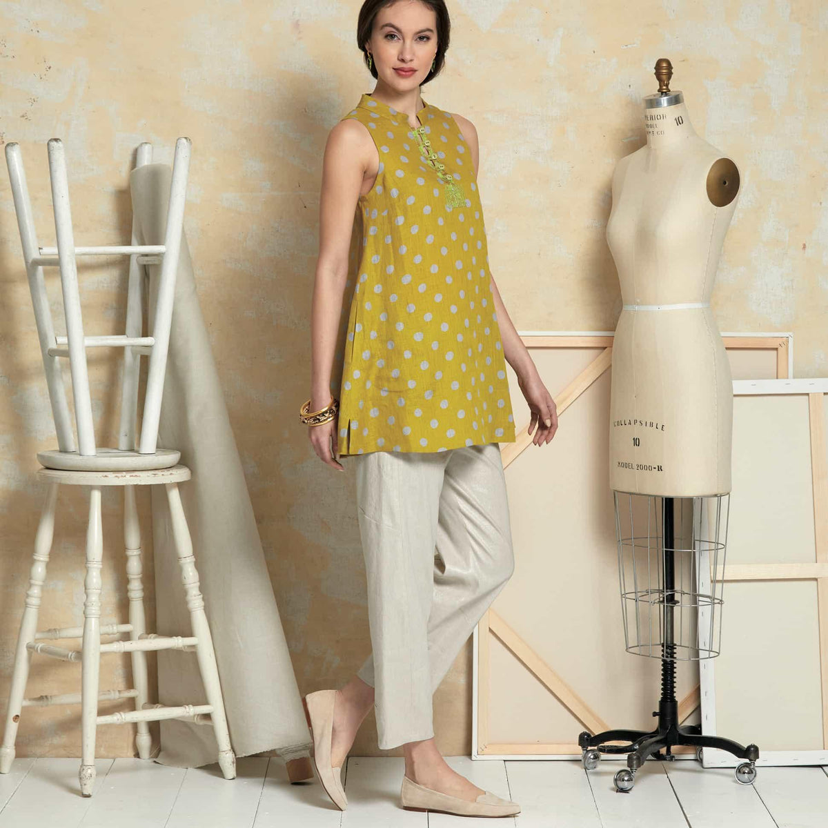 Tiered Dress & Tunic V1750 + Soft & Narrow Pants V9374 - Marcy Tilton Fabrics