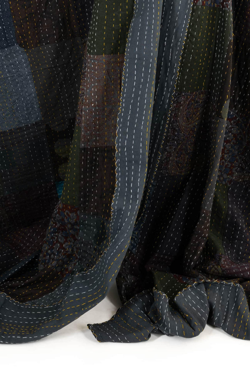 Indie Go-Go Blue Cotton Kantha Woven - Marcy Tilton Fabrics