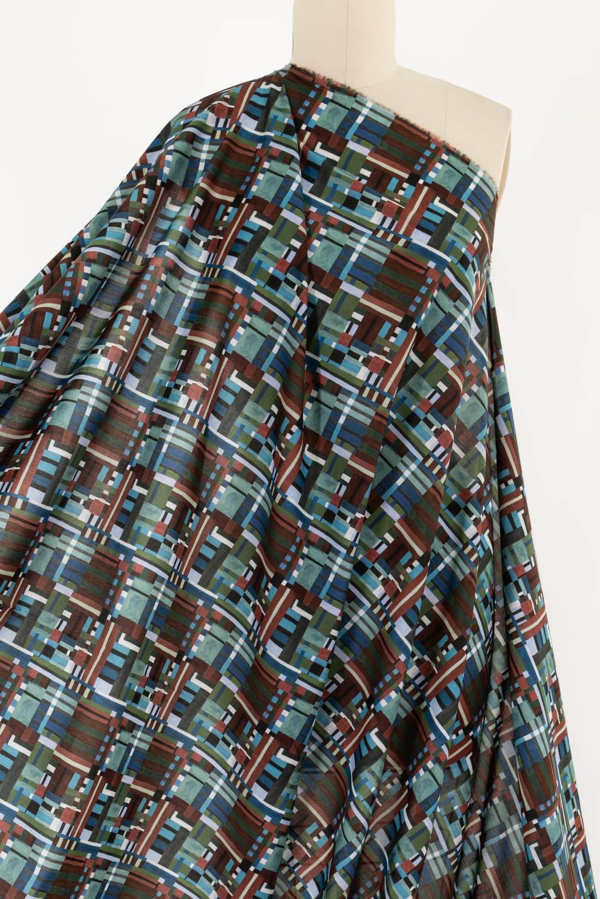 Urbane Grid Liberty Cotton Woven - Marcy Tilton Fabrics