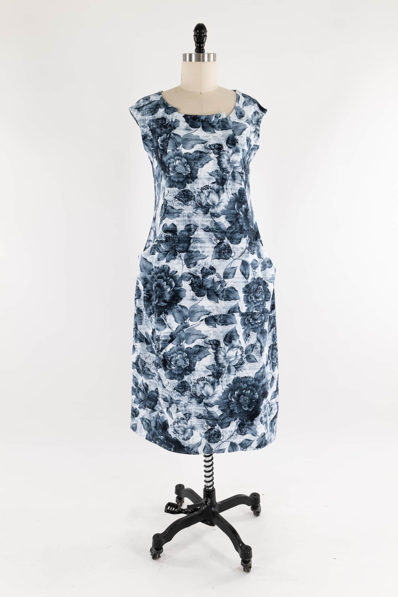 Blue Floral Cotton Knit Dress