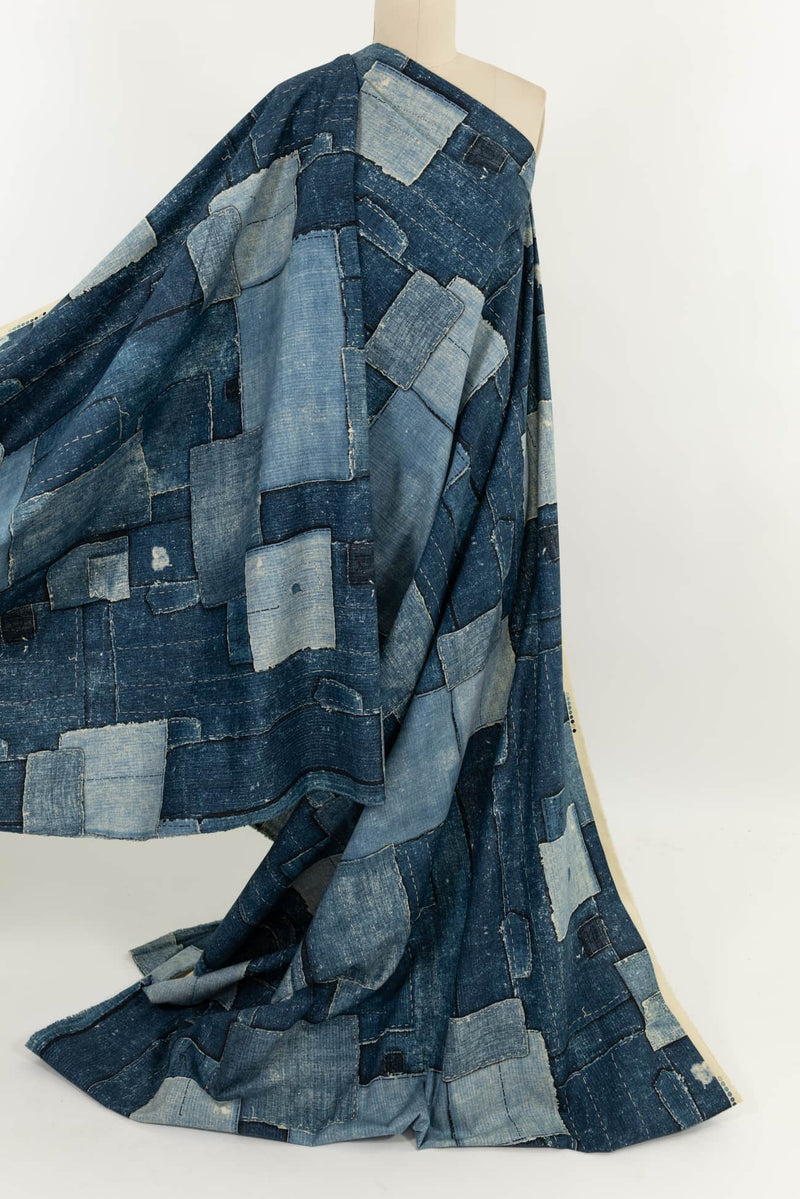 Blue Faux Boro Japanese Cotton Woven - Marcy Tilton Fabrics