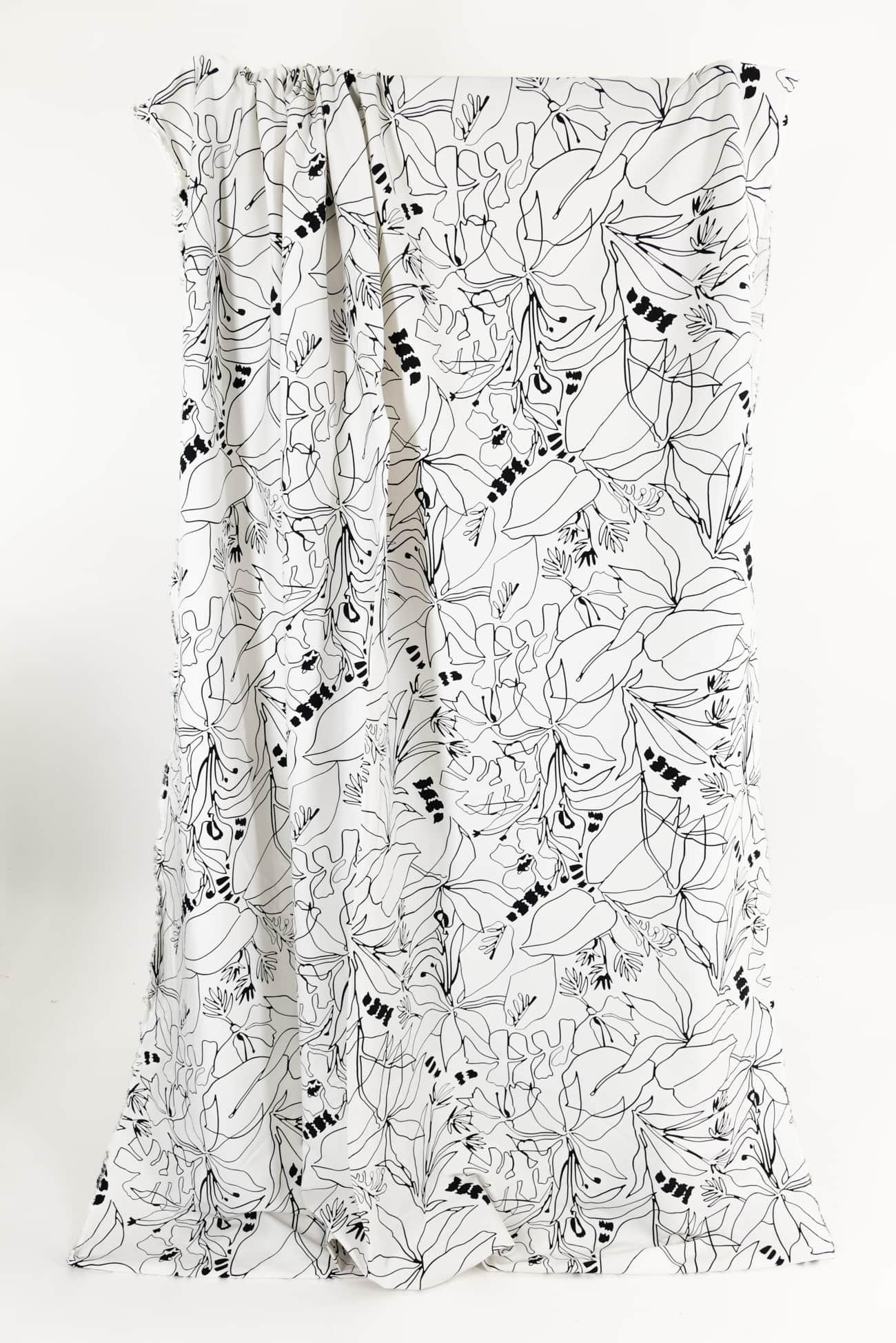 Ace Sketched Floral Stretch Woven - Marcy Tilton Fabrics