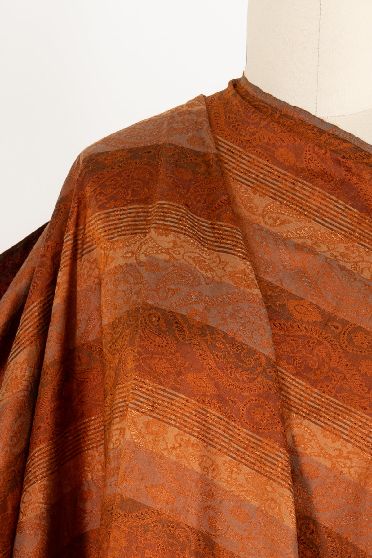 Amber Paisley Stripe Silk Jacquard Woven