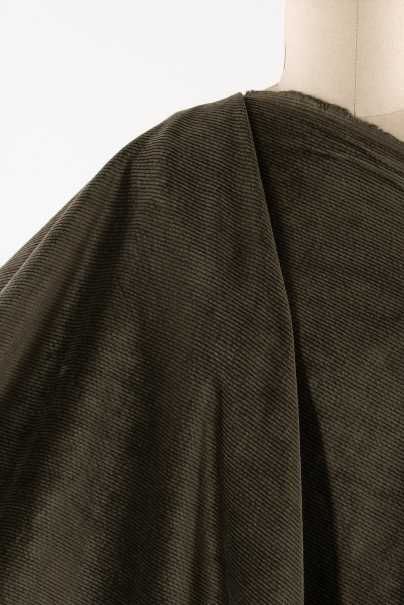 Army Drab French Stretch Cotton Corduroy Woven - ENDCUT