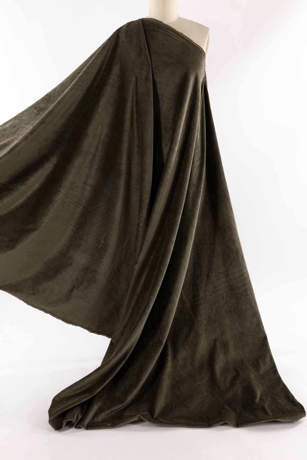 Army Drab French Stretch Cotton Corduroy Woven - ENDCUT