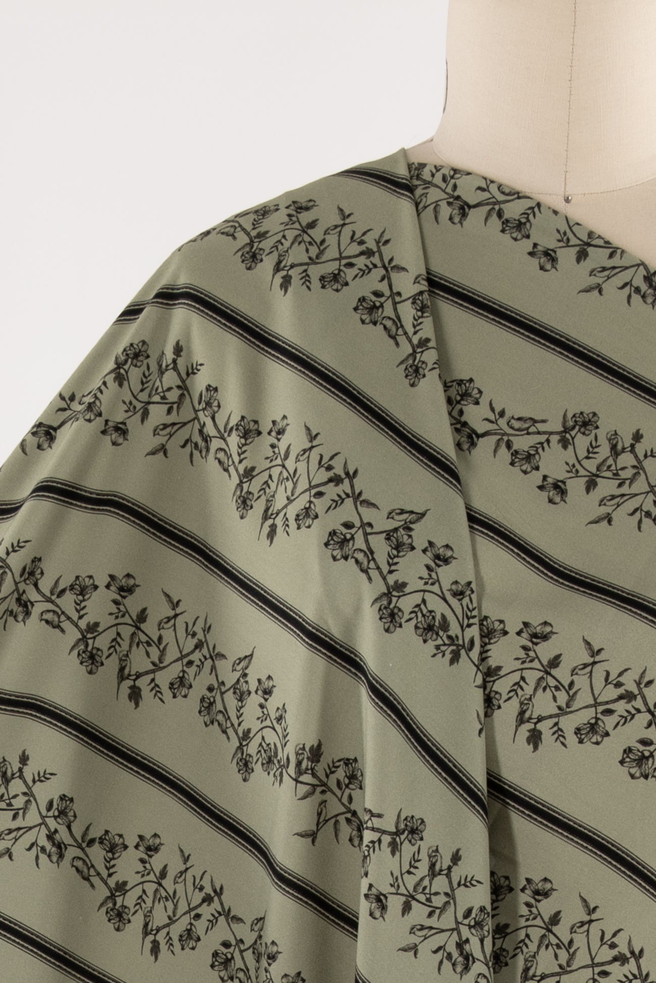 Austen Green Stripe Italian Viscose Woven