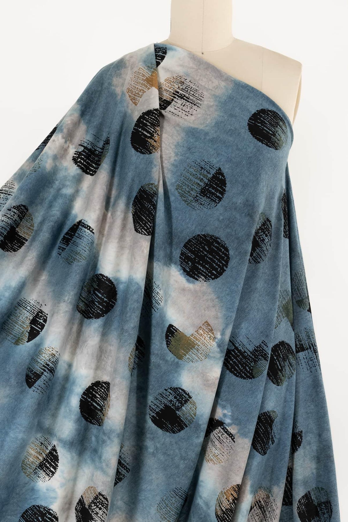 Azul Dots Rayon Knit - Marcy Tilton Fabrics