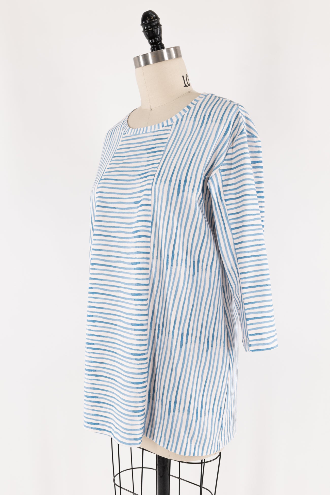 Blue And White Stripe Knit Tunic