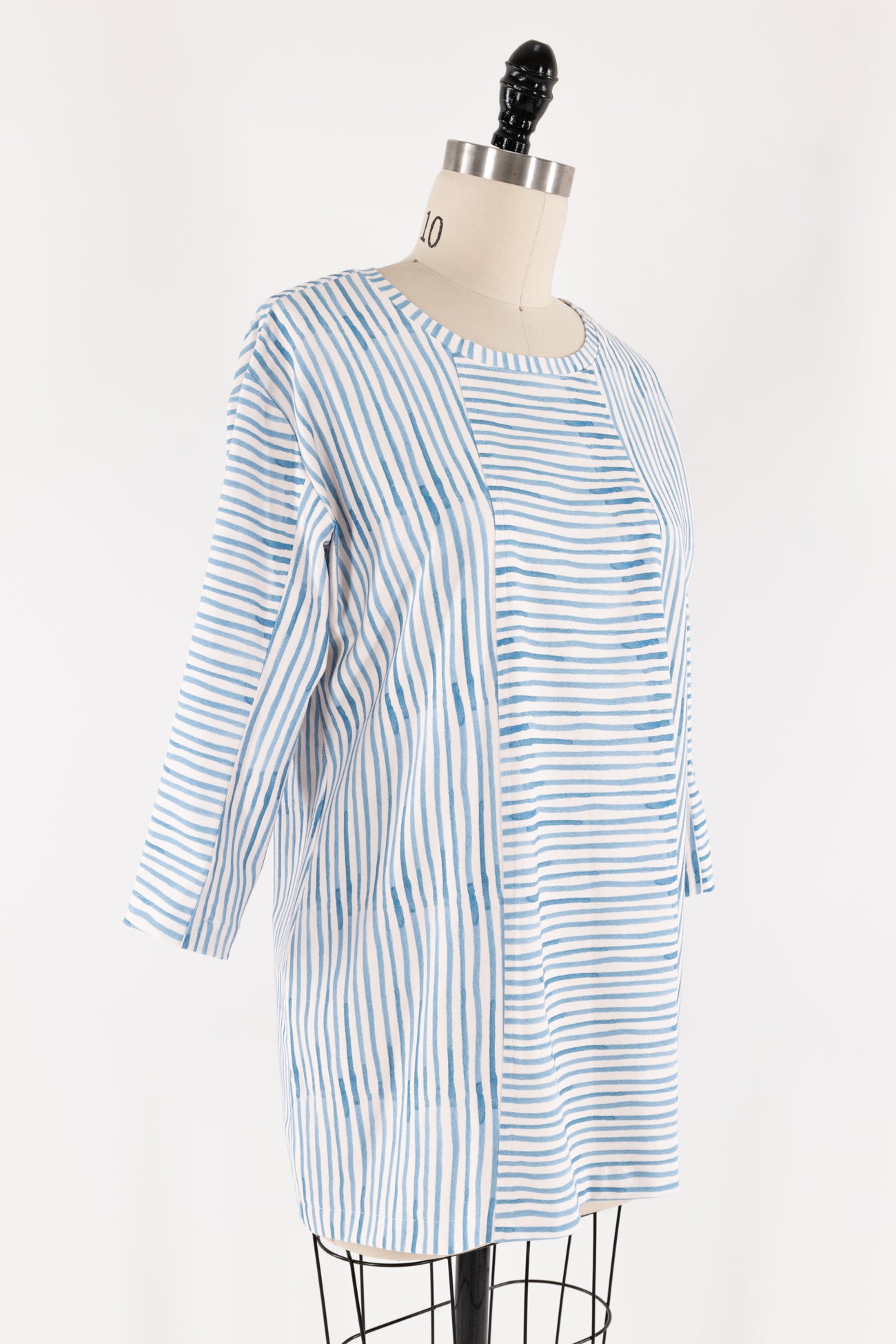 Blue And White Stripe Knit Tunic