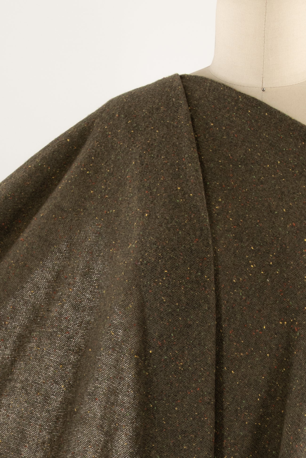Basil Green Tweed Wool/Silk Italian Sweater Knit