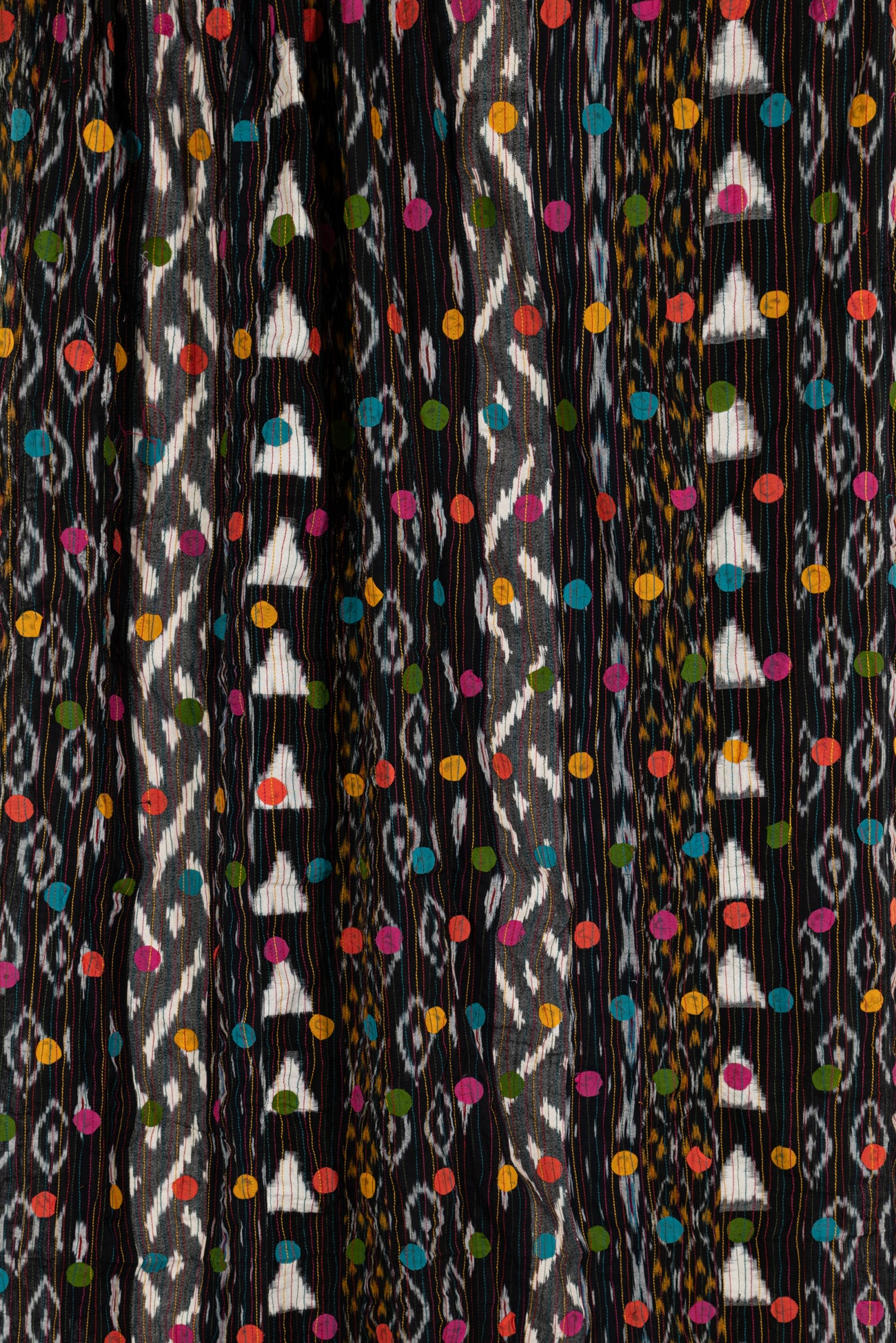 Black Beautiful Balloons Cotton Ikat Woven