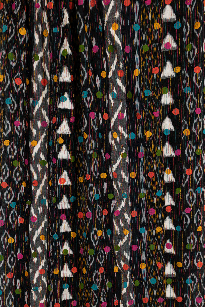 Black Beautiful Balloons Cotton Ikat woven