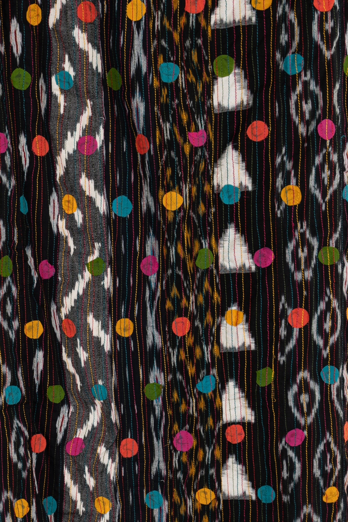 Black Beautiful Balloons Cotton Ikat woven