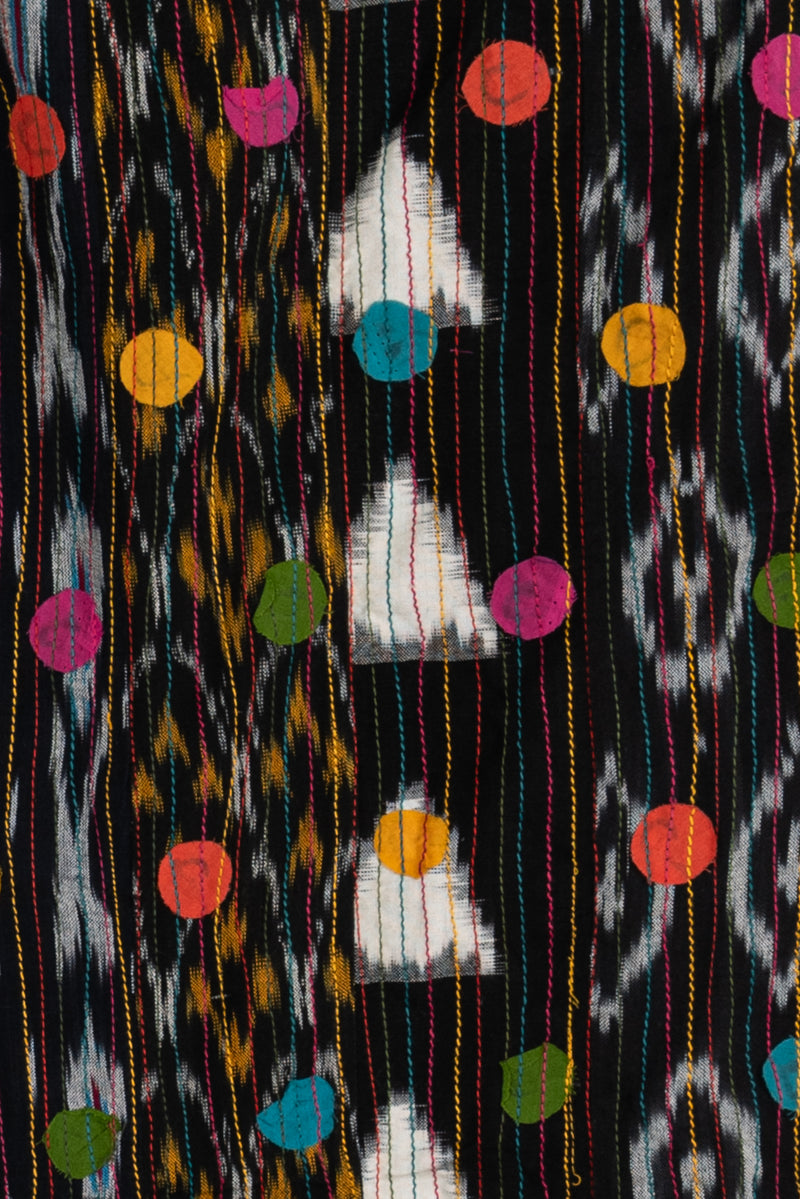 Black Beautiful Balloons Cotton Ikat woven