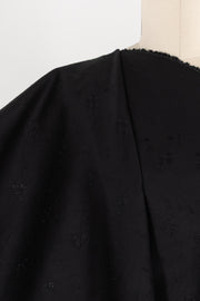 Black Broderie Embroidered Stretch Cotton Woven - ENDCUT