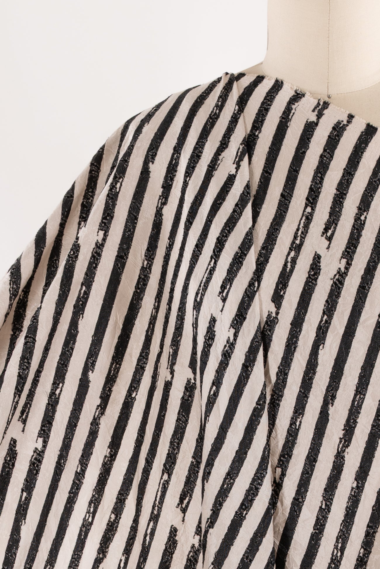 Black Brushstroke Stripes Rayon Woven
