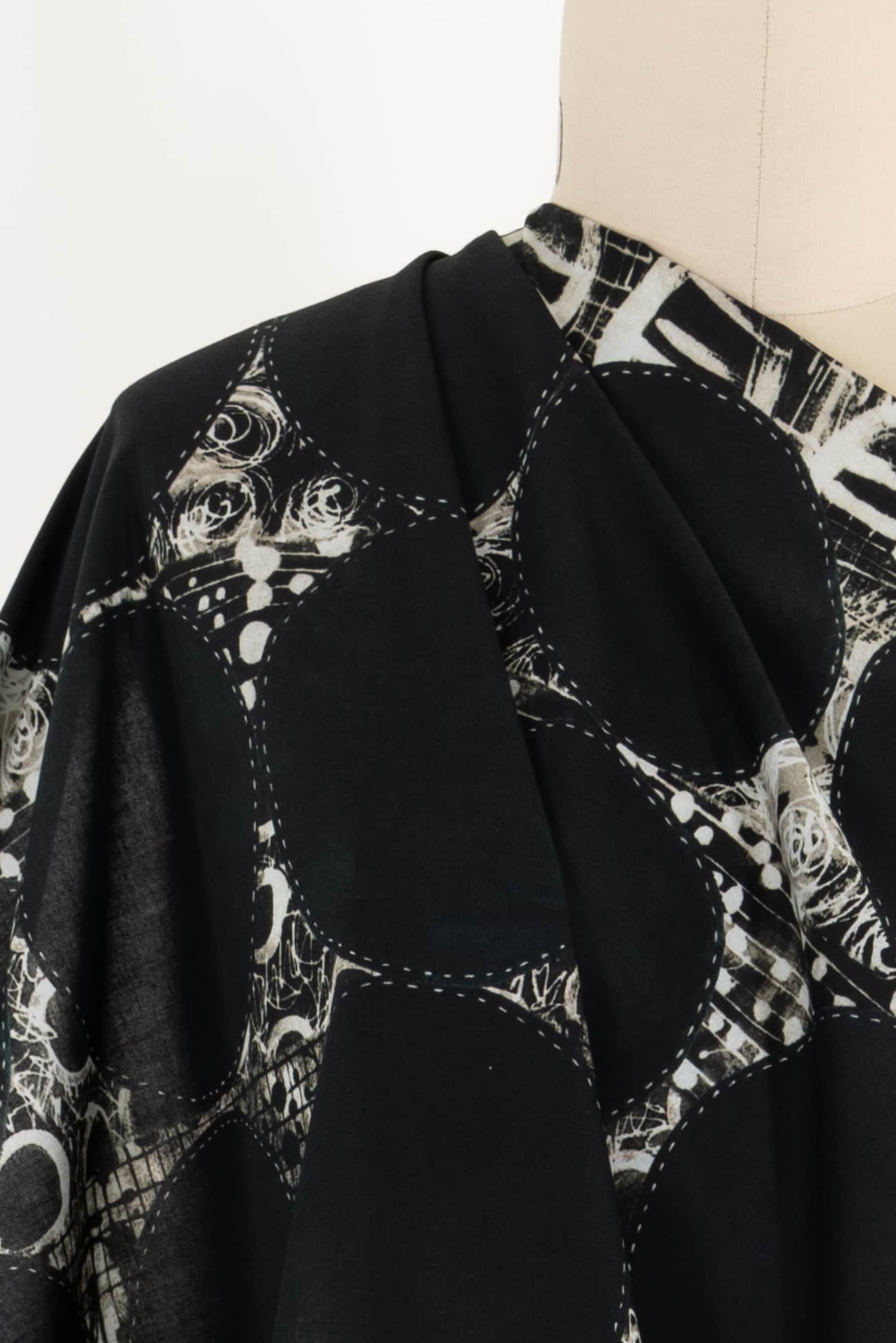 Black Circle Stitch Cotton Woven