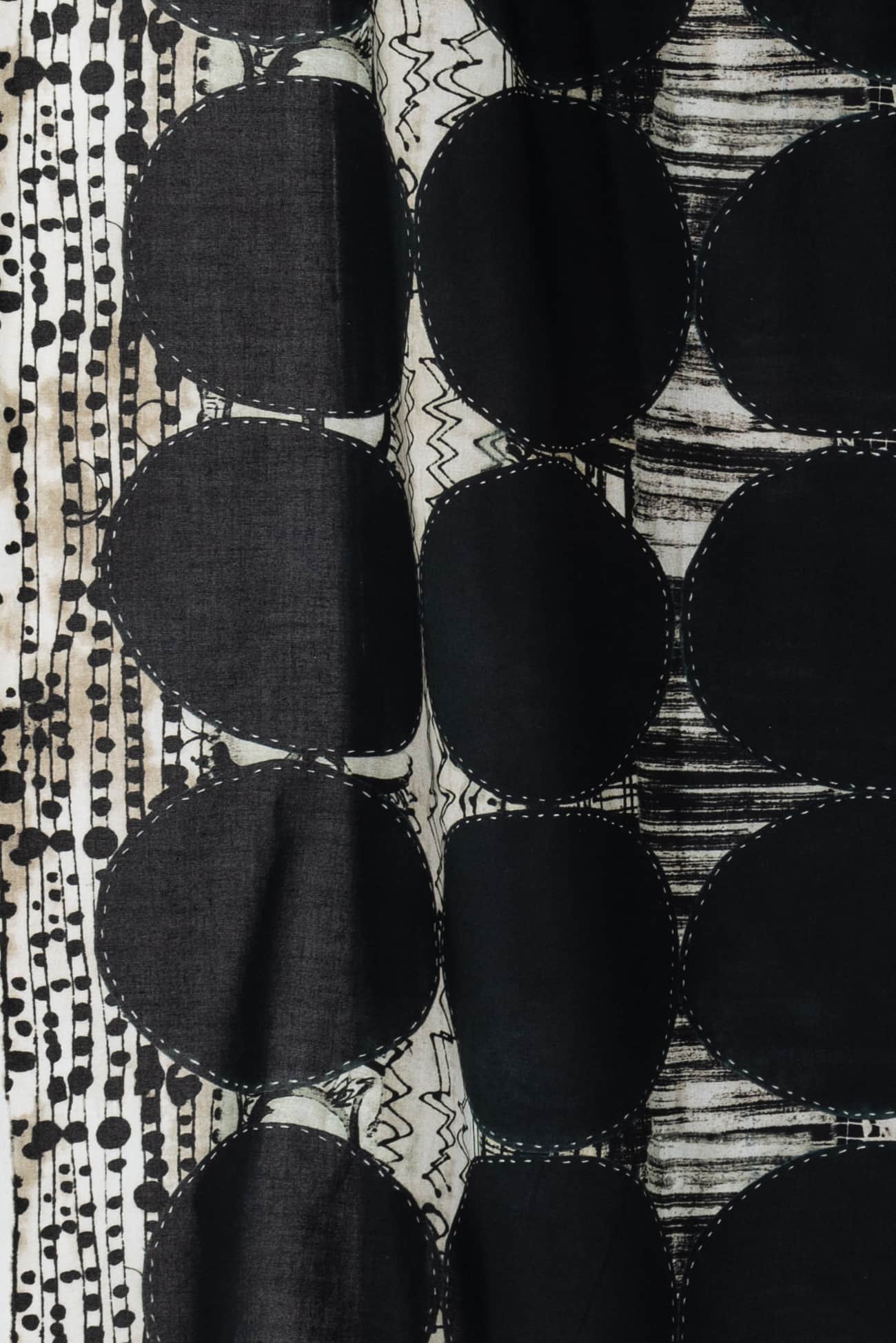 Black Circle Stitch Cotton Woven