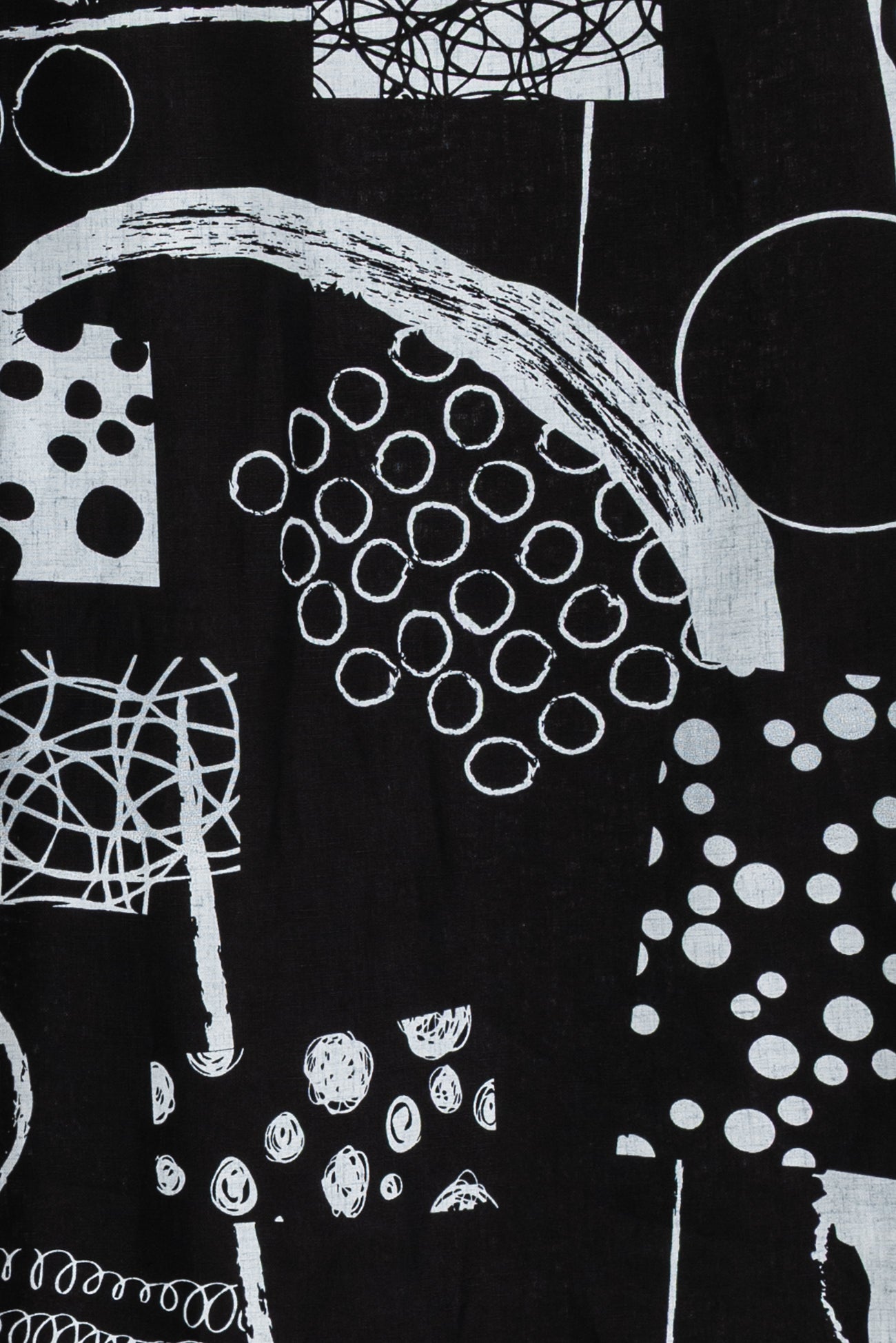 Black Dot Collage Linen Woven