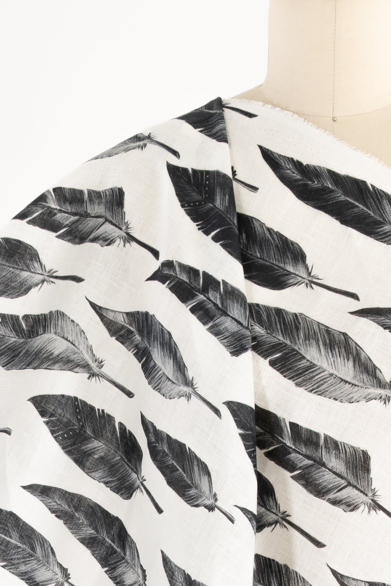 Black Feathers Euro Linen Woven