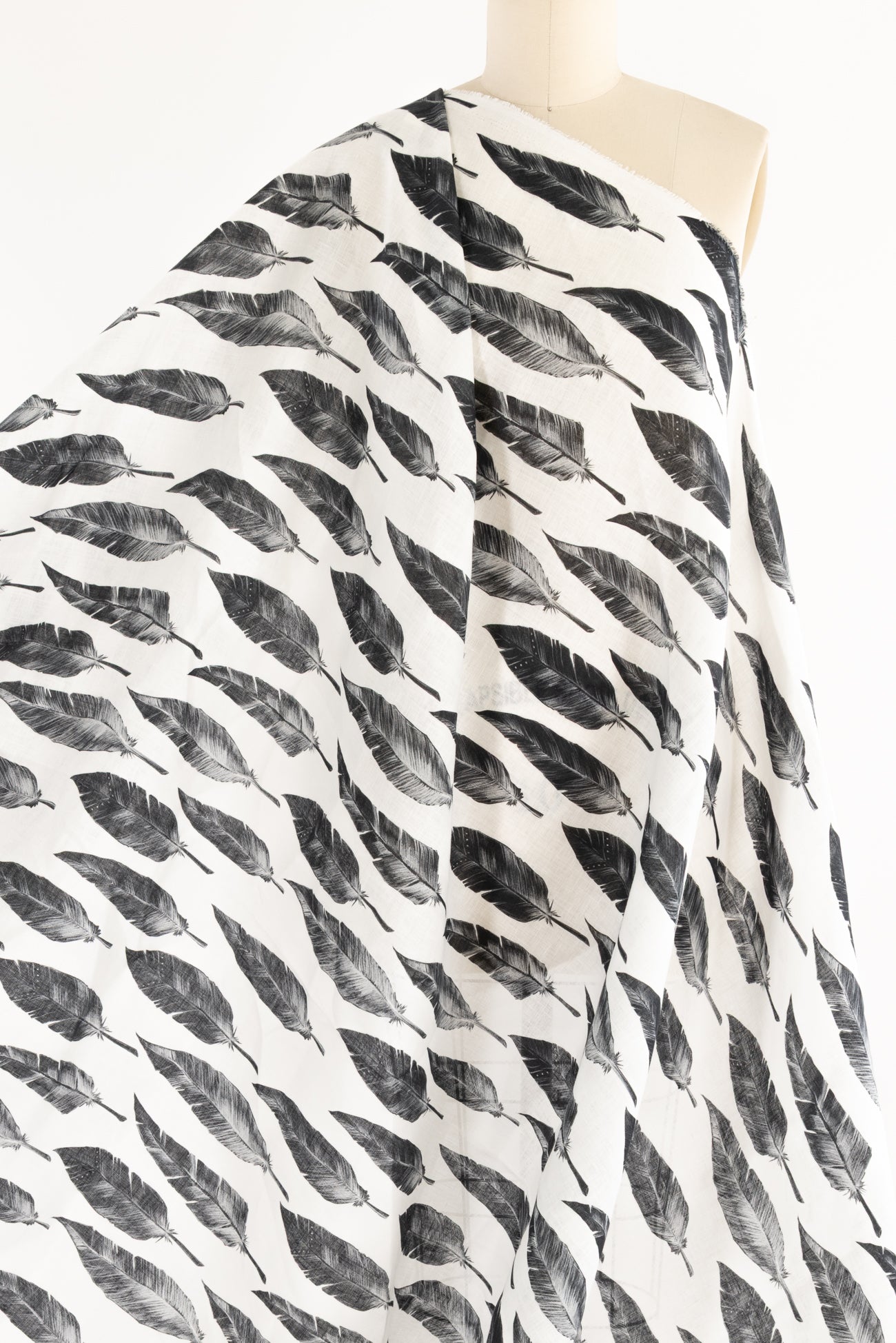 Black Feathers Euro Linen Woven