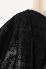 Black Fern Embroidered Cotton Woven