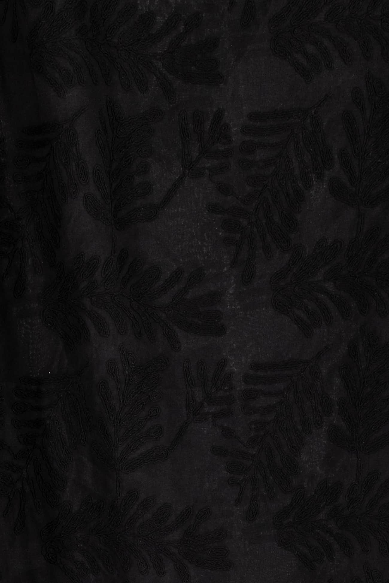 Black Fern Embroidered Cotton Woven