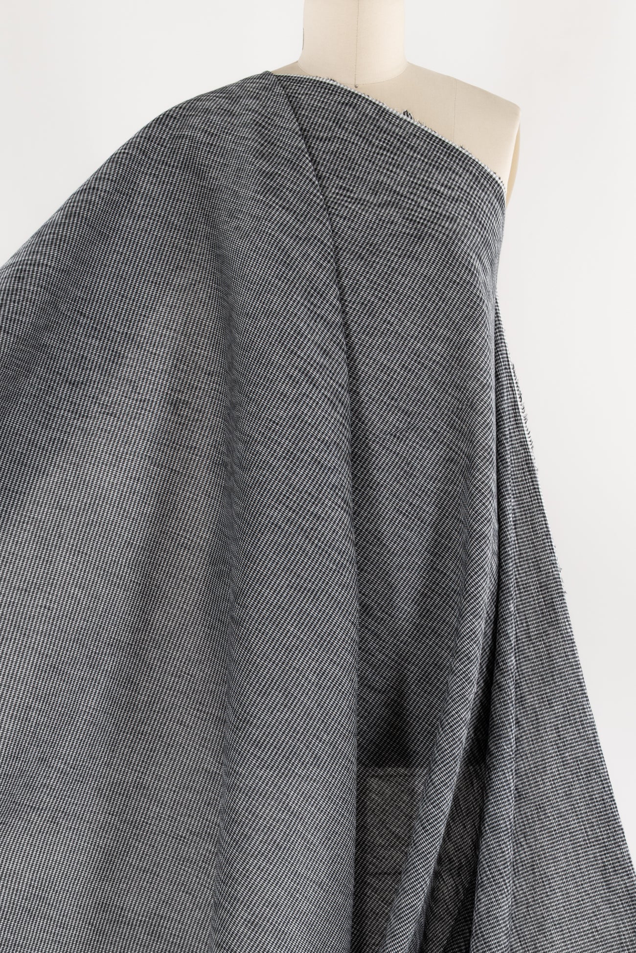 Black Mini Check Ripple Japanese Cotton Woven