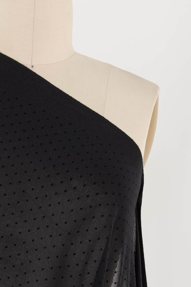 Black Pin Dot Mesh Knit - Marcy Tilton Fabrics