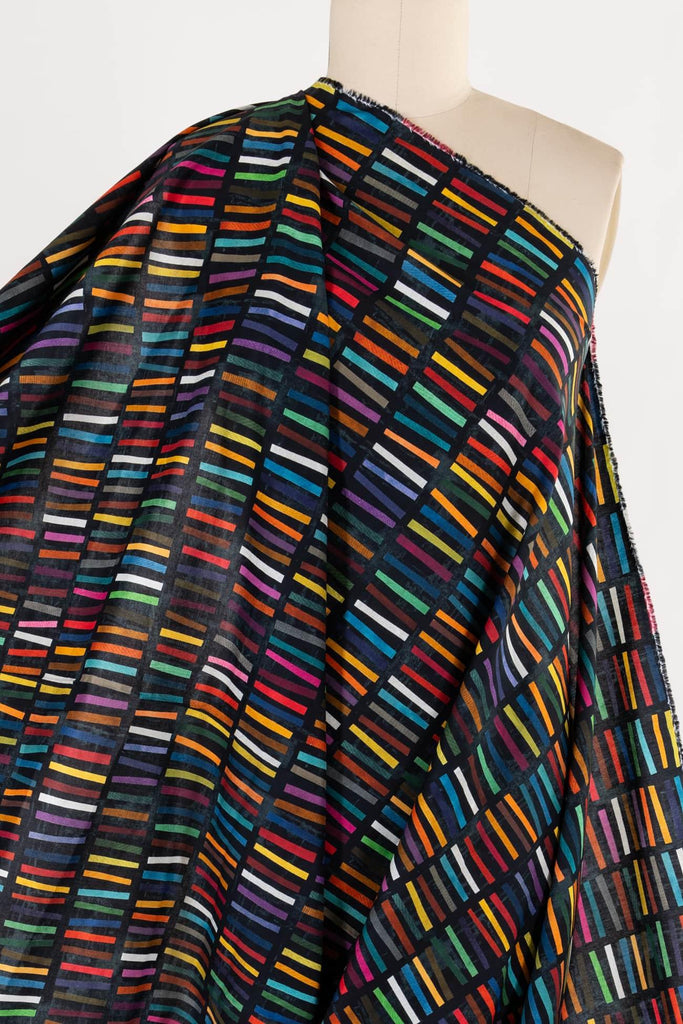 Black Rainbow Sticks Cotton Woven - Marcy Tilton Fabrics