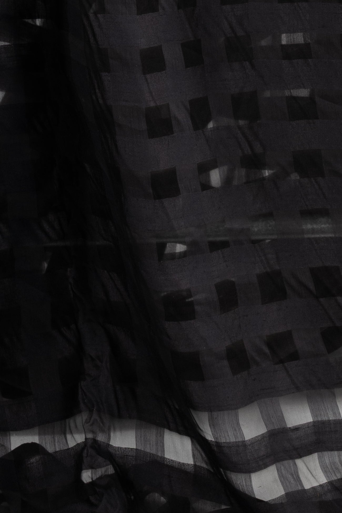 Black Shadowfax Checks Silk Organza Woven