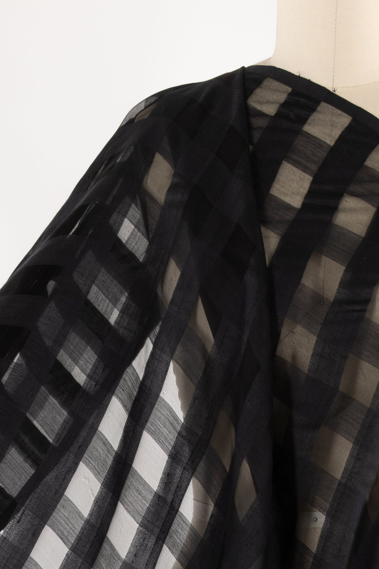Black Shadowfax Checks Silk Organza Woven