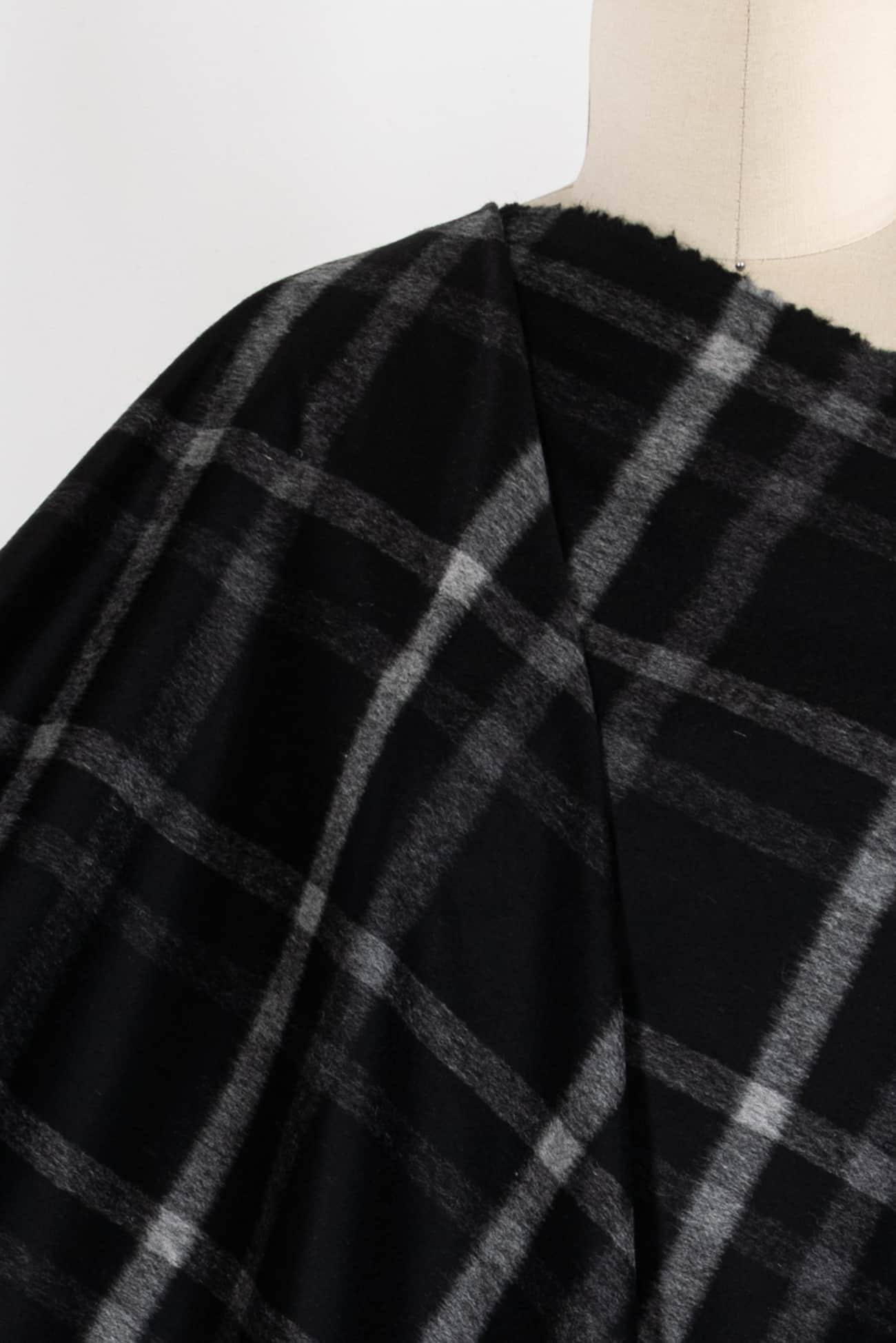 Black Shadow Plaid Wool Woven