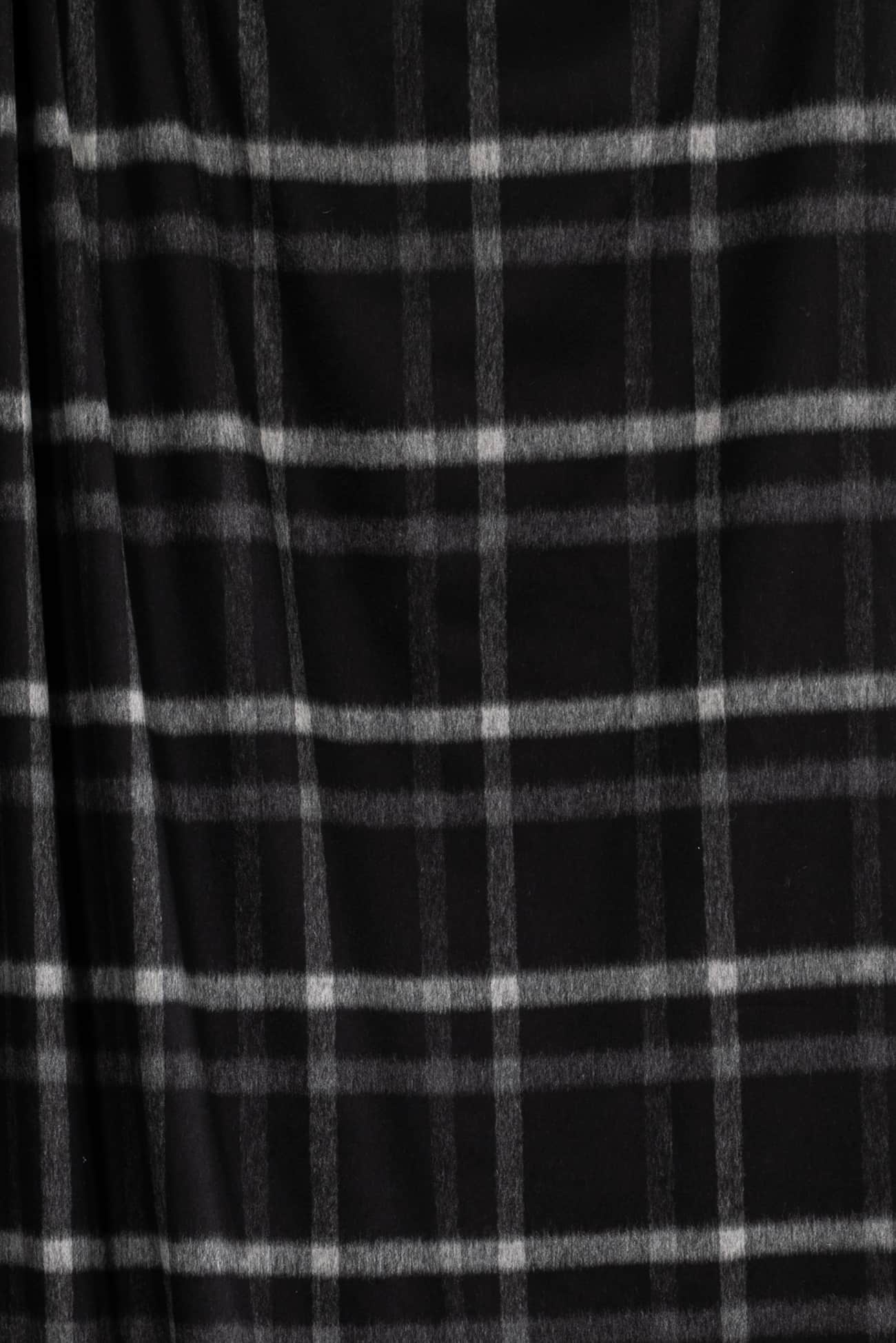 Black Shadow Plaid Wool Woven