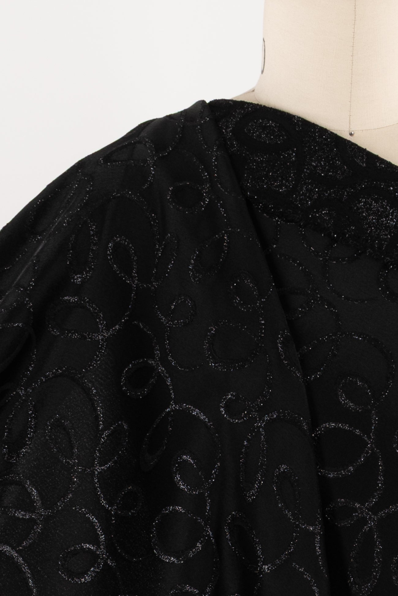 Black Sparkle Swirl Jacquard Woven