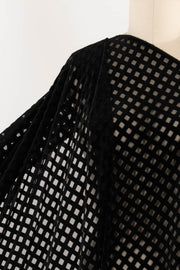 Black Trellis Velvet Knit Mesh