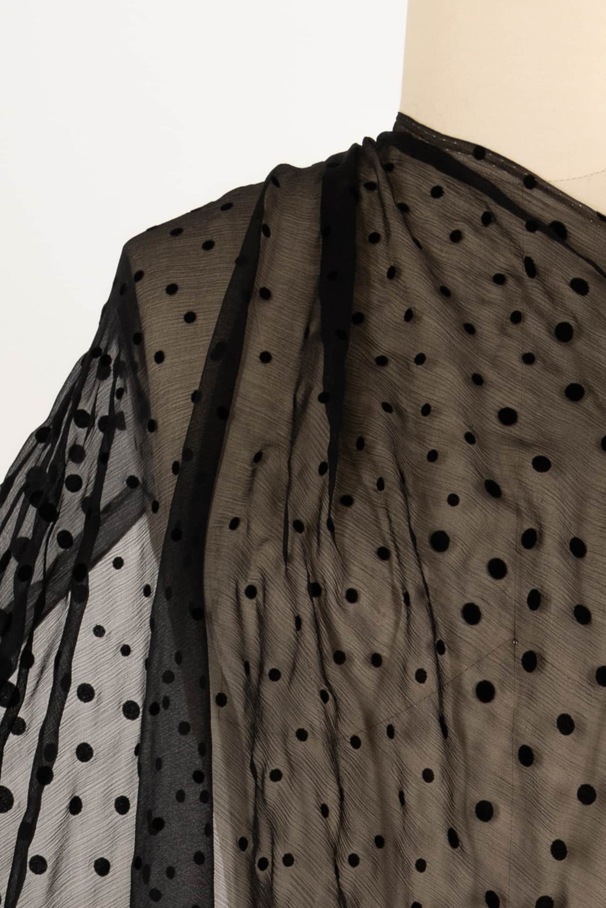 Black Velvet Dots French Silk Chiffon Woven