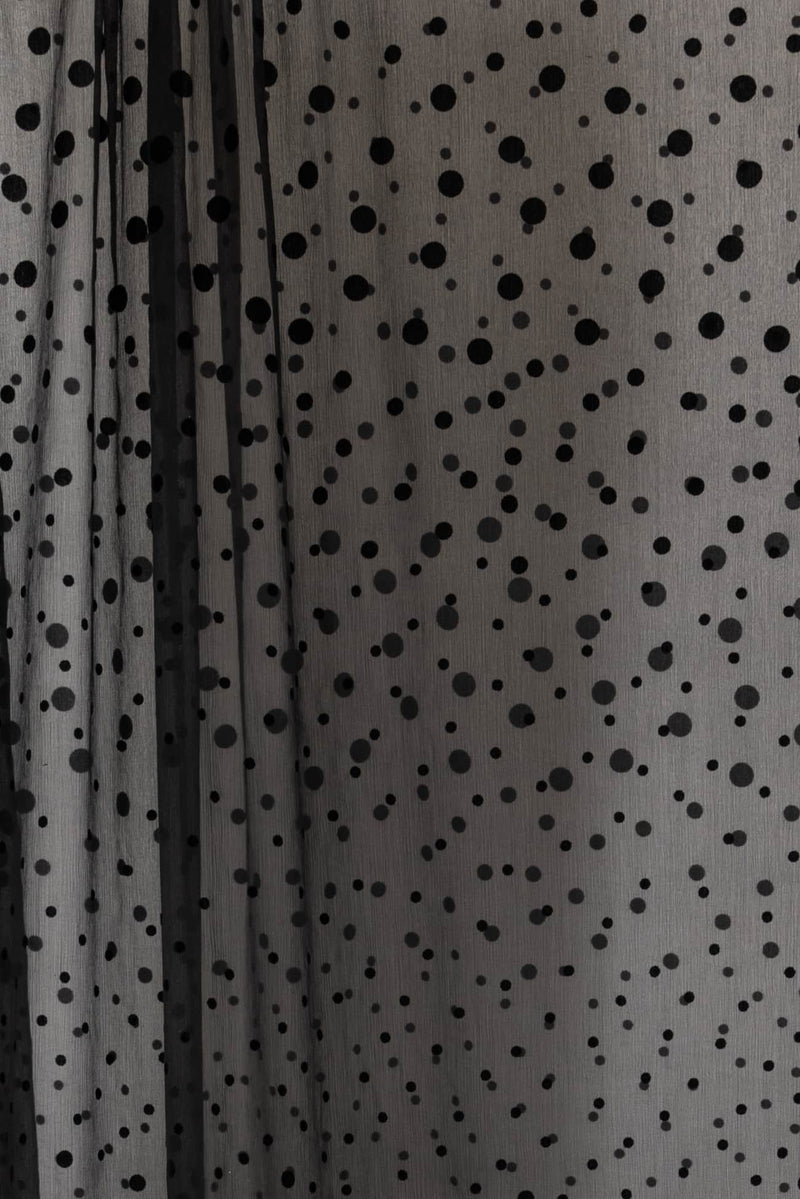 Black Velvet Dots French Silk Chiffon Woven