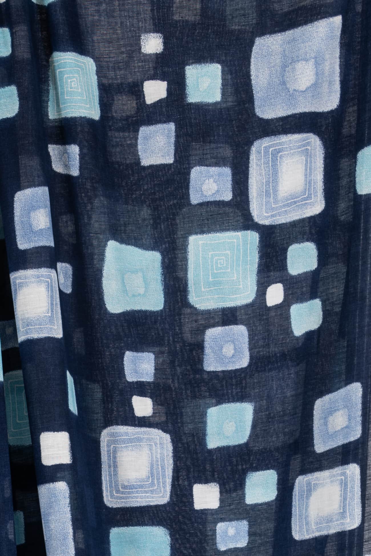 Blue Blocks Italian Linen Woven - Marcy Tilton Fabrics