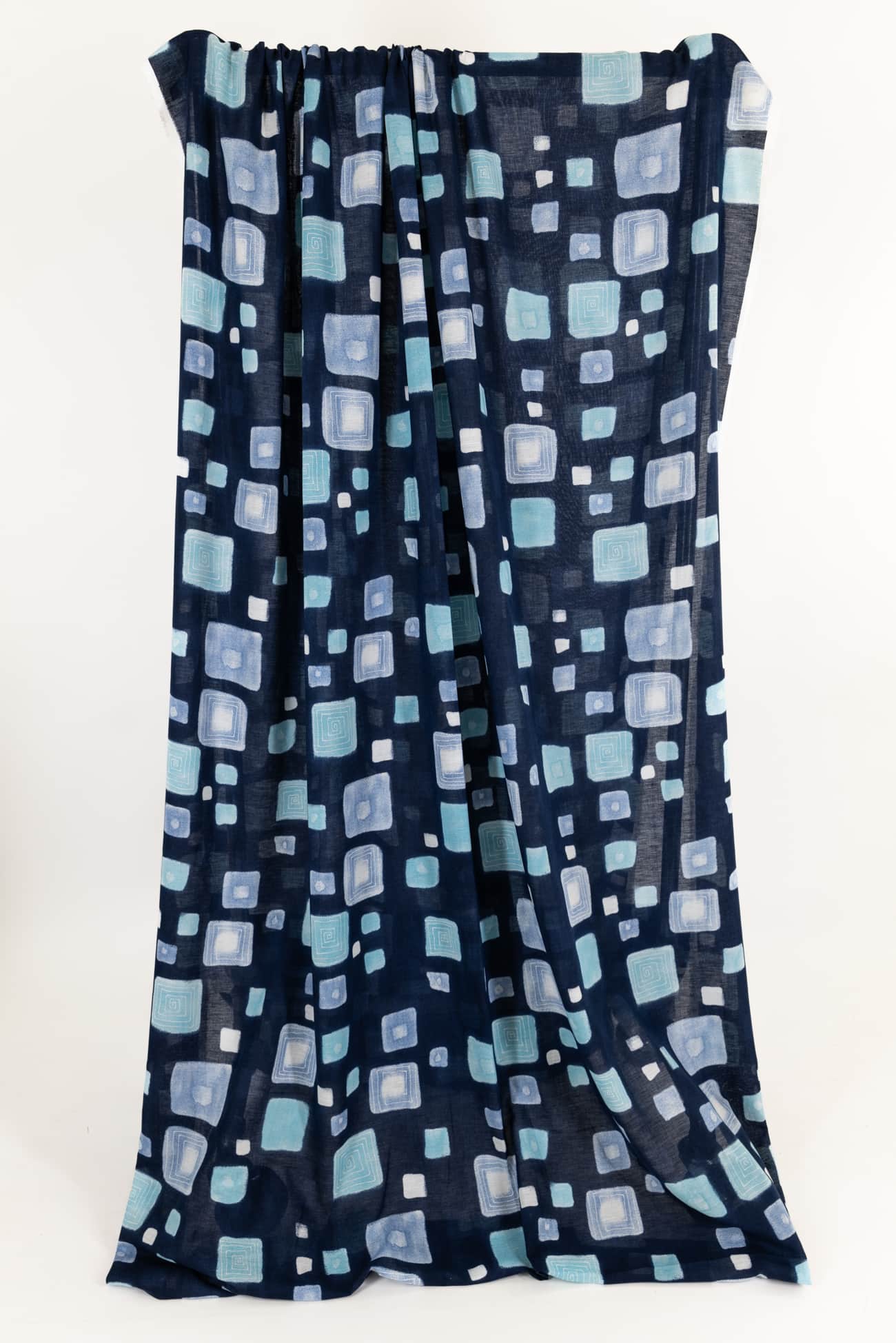 Blue Blocks Italian Linen Woven - Marcy Tilton Fabrics