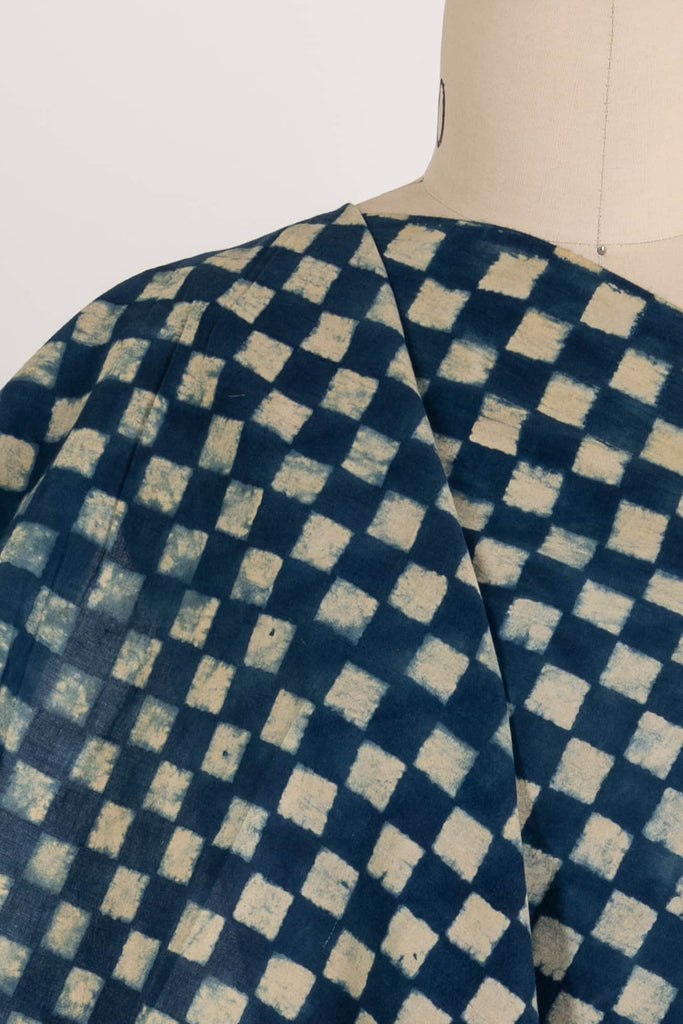 Blue Check Mark Indian Cotton Woven - Marcy Tilton Fabrics