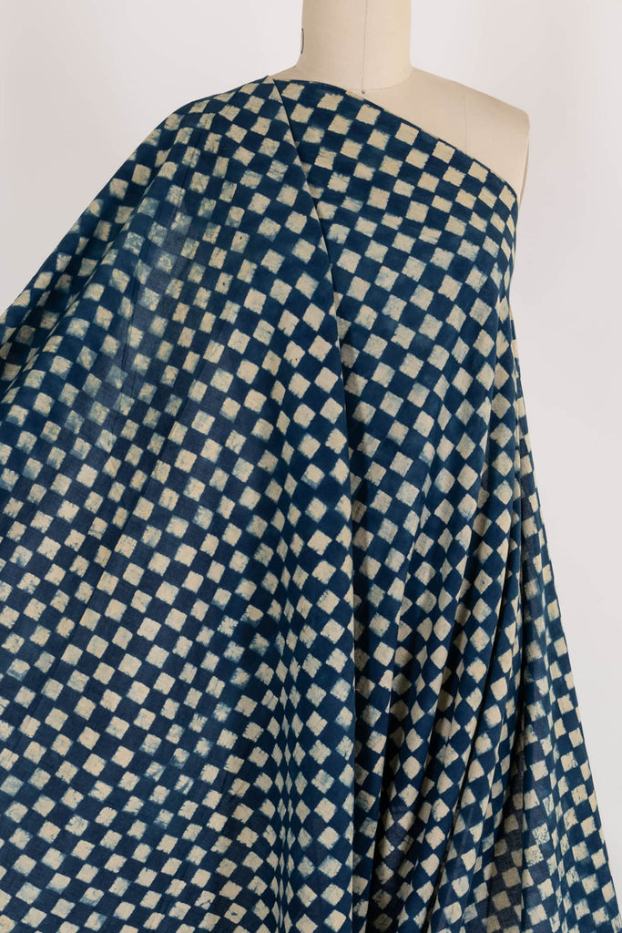 Blue Check Mark Indian Cotton Woven - Marcy Tilton Fabrics