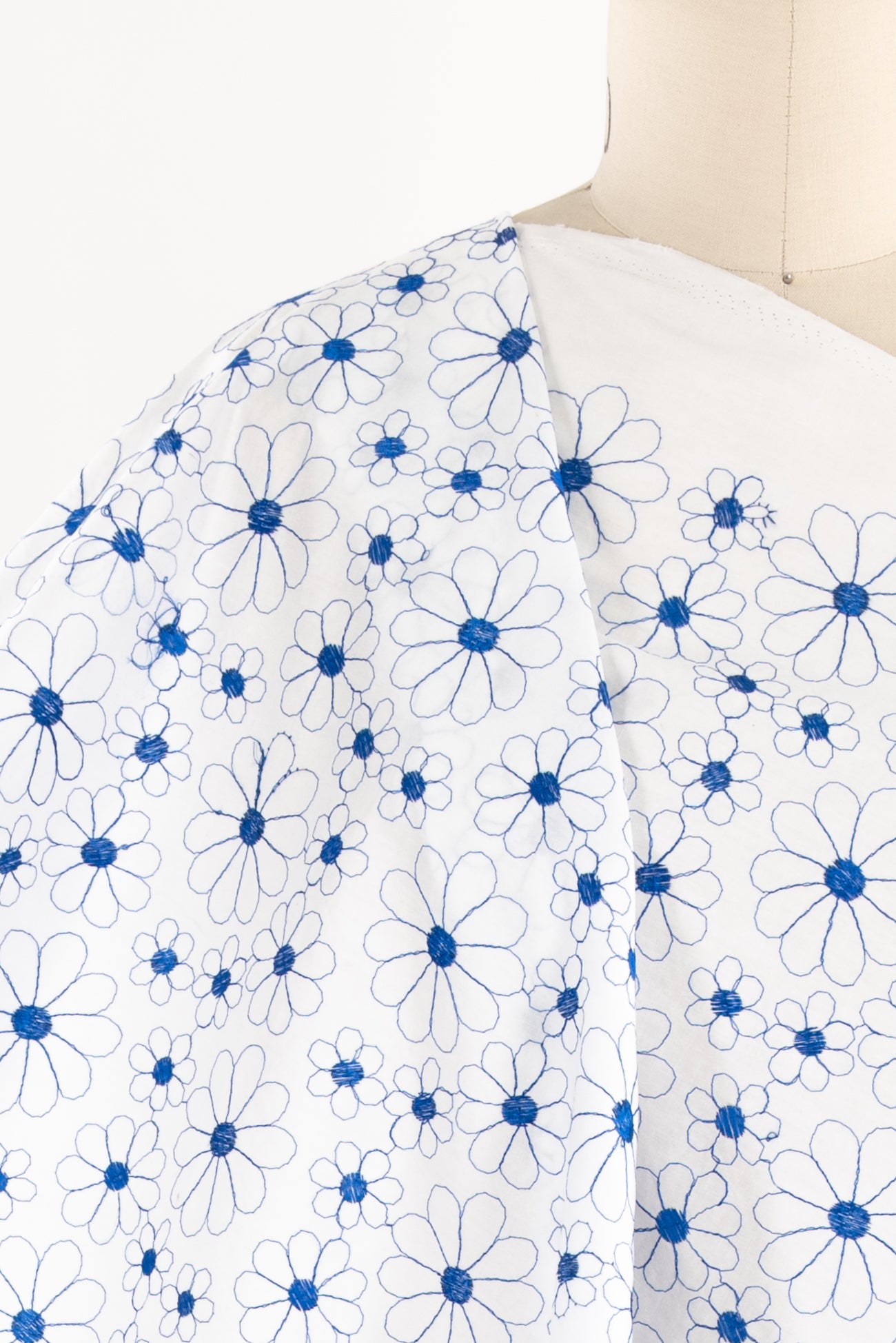 Blue Daisy Embroidered Woven