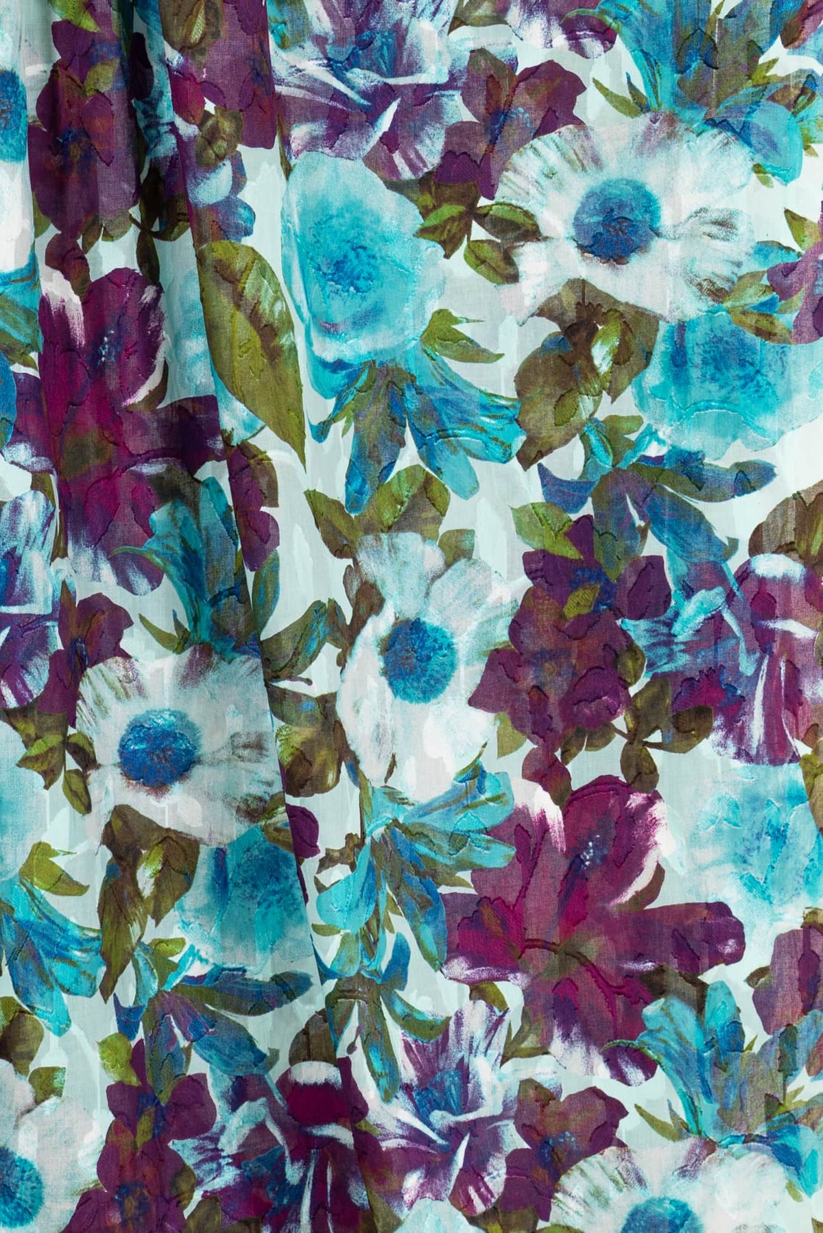 Blue Hibiscus Japanese Cotton/Viscose Woven