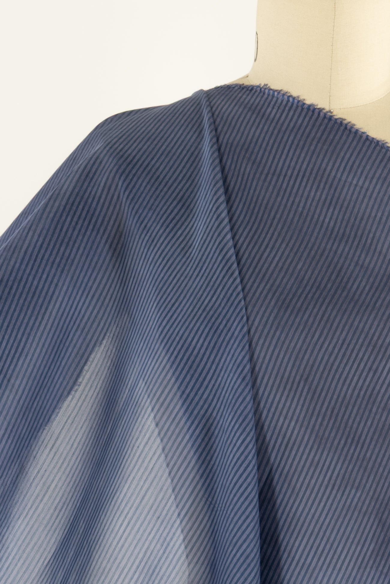 Blue Horizon Stripe Italian Silk/Cotton Woven