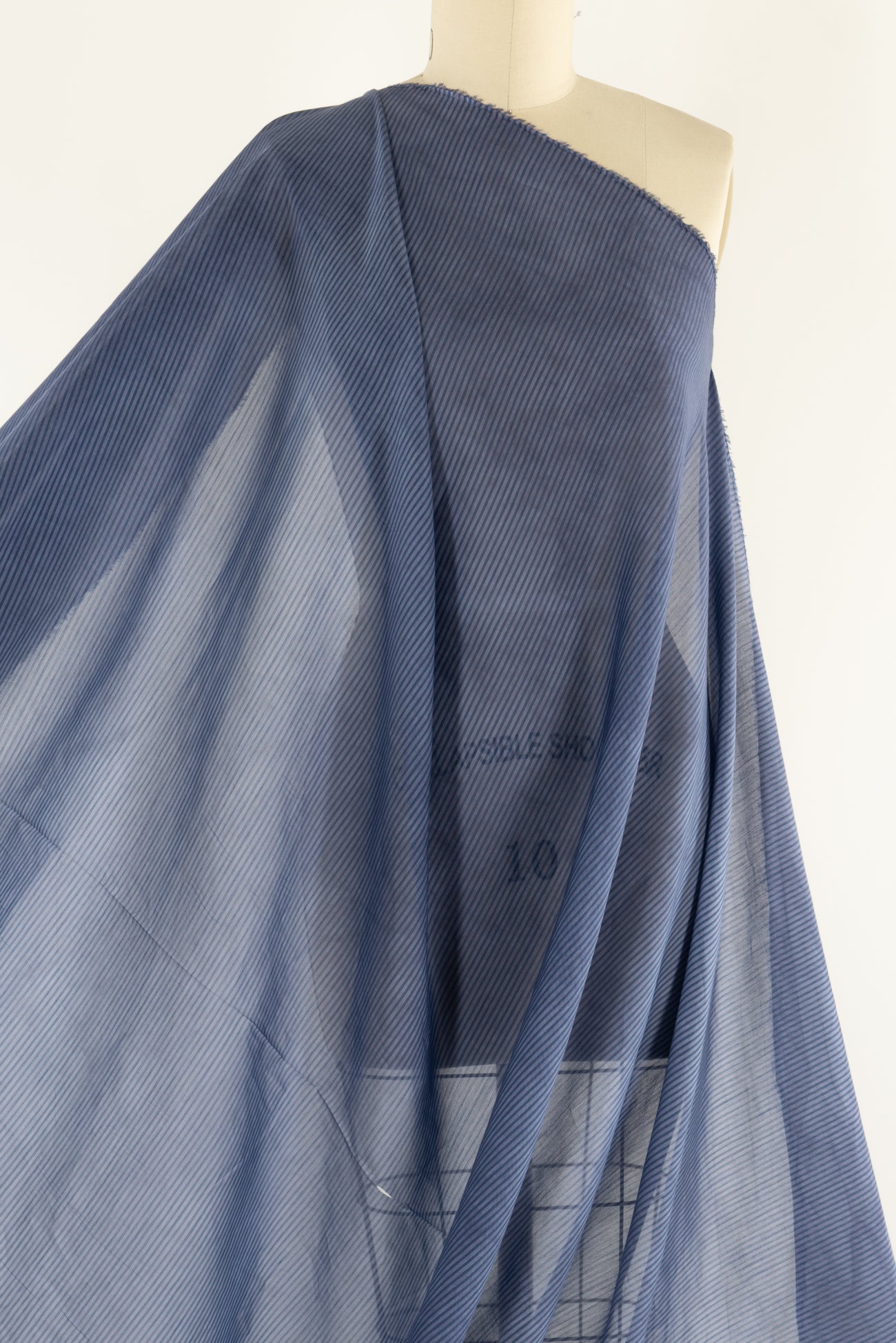 Blue Horizon Stripe Italian Silk/Cotton Woven