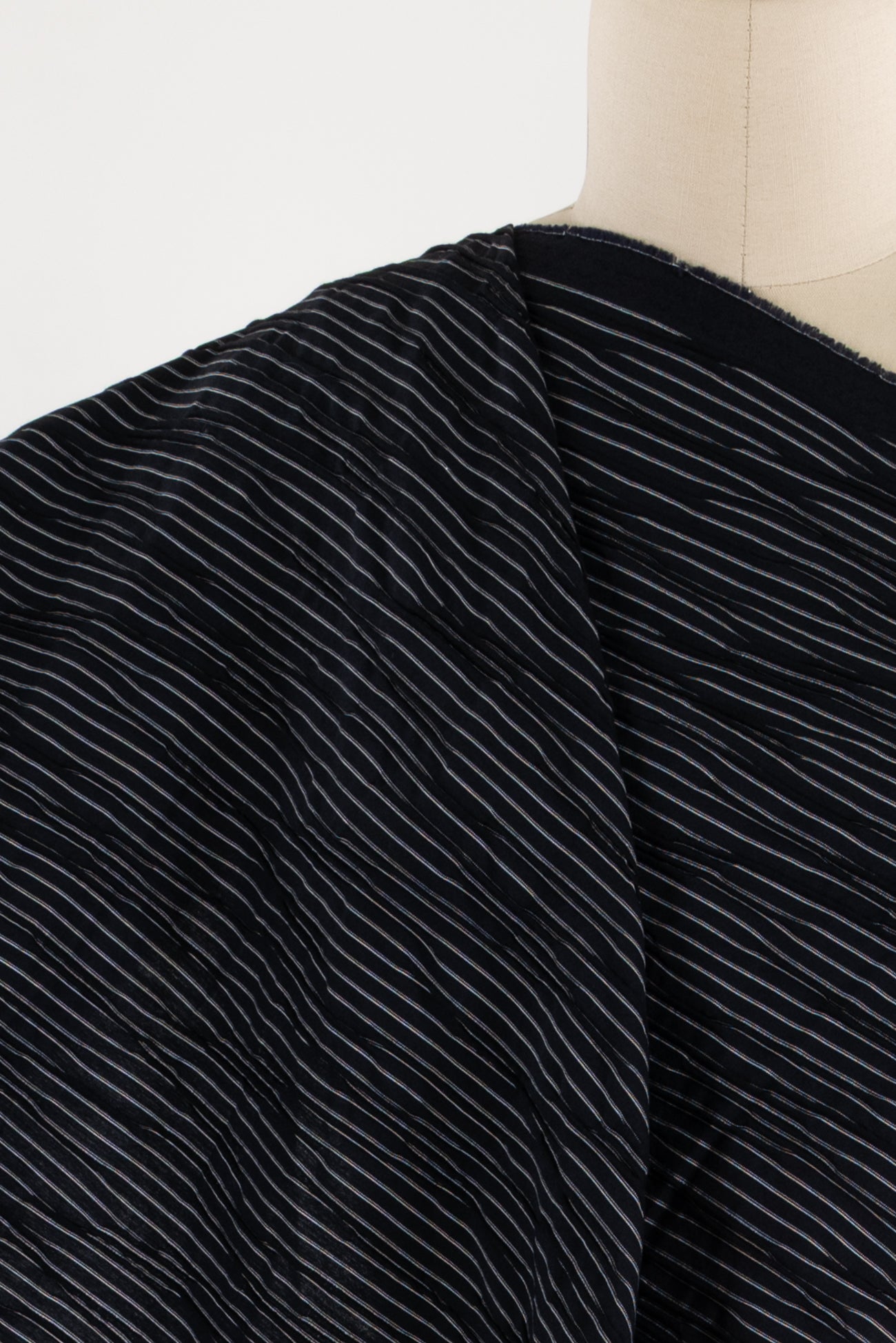 Navy Blue Midnight Ripples Japanese Cotton Woven