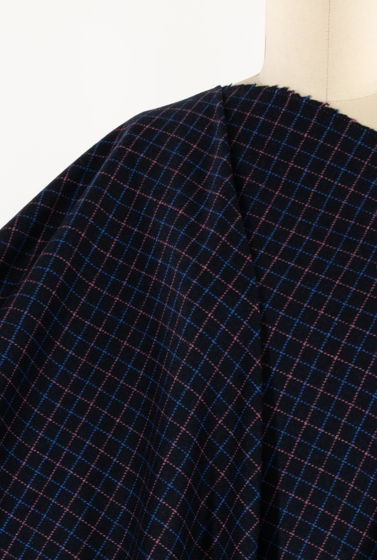 Blue Monday Windowpane Checks Wool Blend Woven