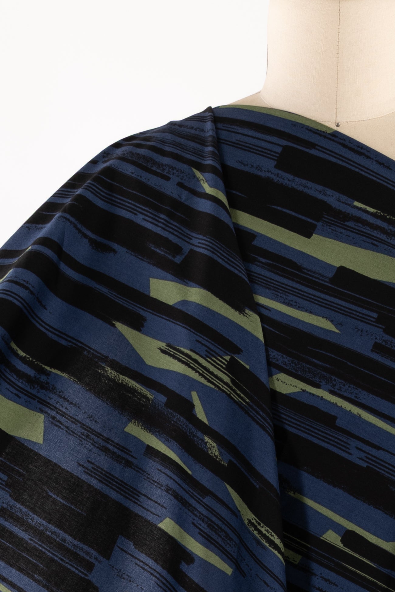 Blue Pine Stripe Rayon/Cotton Japanese Woven